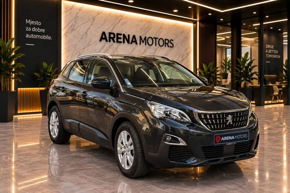 Peugeot 3008 sprijeda desno, bočna strana i alu felge u salonu