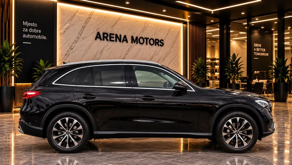 Mercedes-Benz GLC 220 d, desni bočni profil crne karoserije s alu felgama