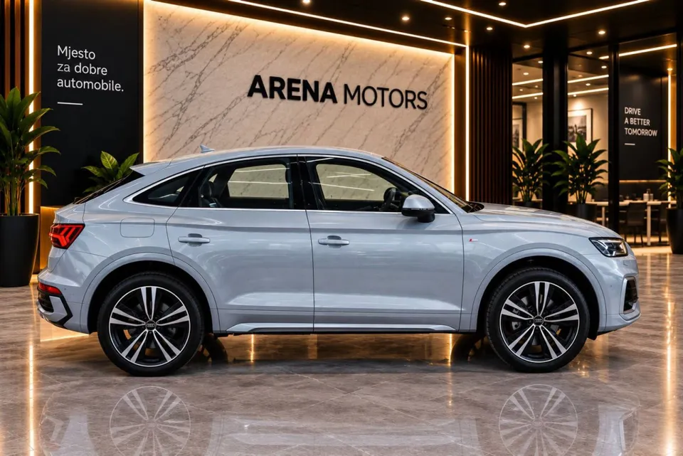 Audi Q5 Sportback, desni bok sa aluminijskim felgama i kosom linijom krova