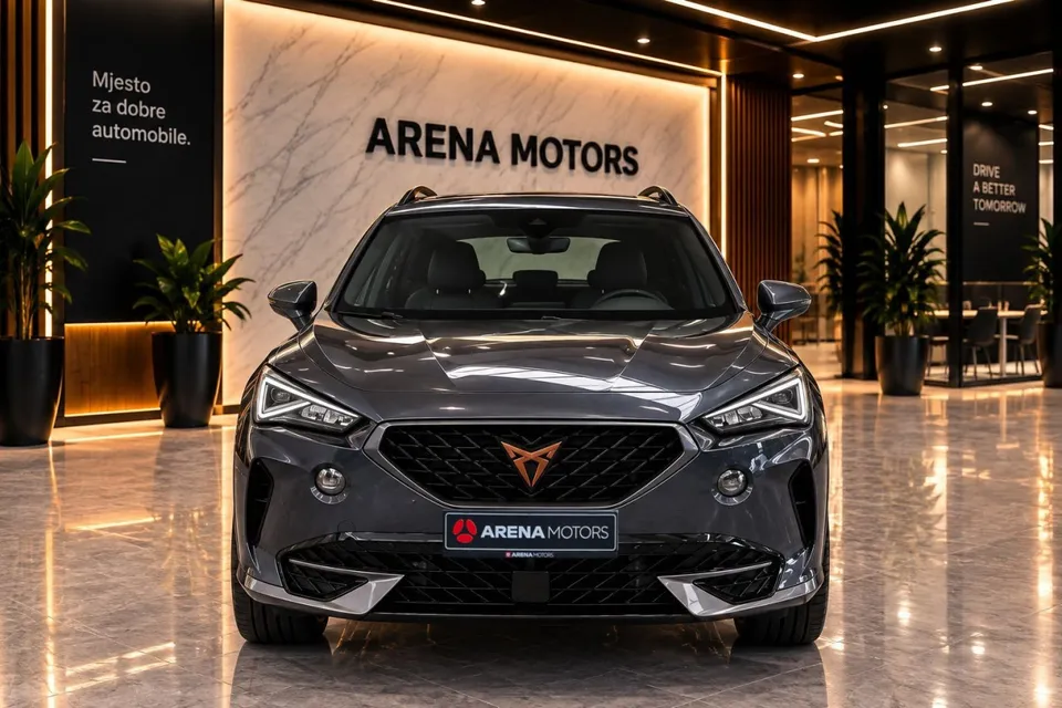 Cupra Formentor, pogled sprijeda na masku, LED farove i prednji branik