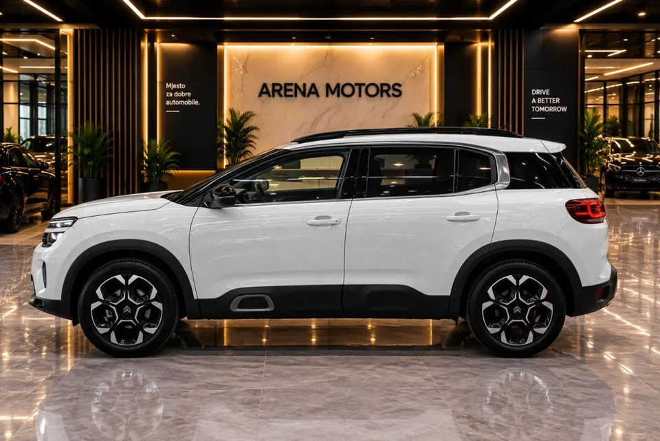 Citroen C5 Aircross, lijevi bok, bijela boja, crni plastični prag