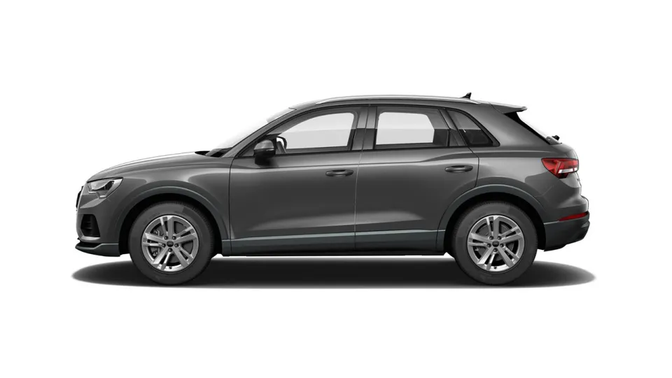 Audi Q3 sive boje, bočni pogled s lijeve strane i alu felge