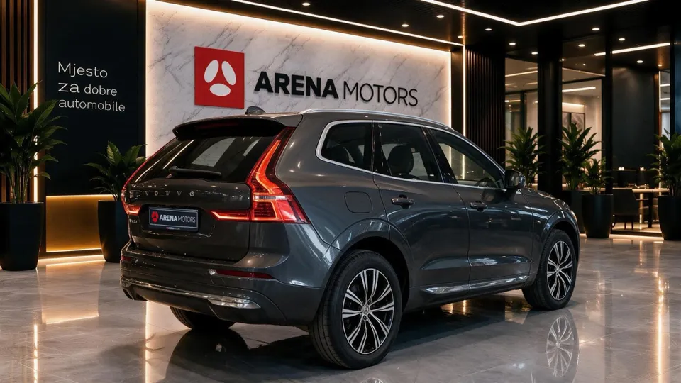 Volvo XC 60, zadnji tročetvrtinski pogled, zadnja LED svjetla i hrom na branniku