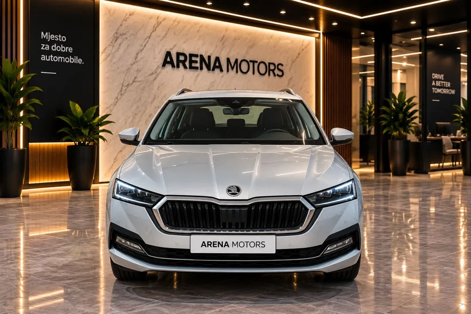 Škoda Octavia Karavan siva, prednja strana s maskom i LED farovima